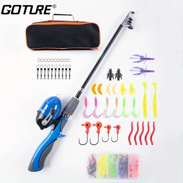 Goture Conjunto de Vara de Pesca para Crianças Telescópica com Molinete e Acessórios
