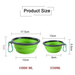 Tigela dobrável de silicone para cão e gato, 1000ml, mosquetão, tigela de viagem, comida e água, acessórios para animais - Image 6