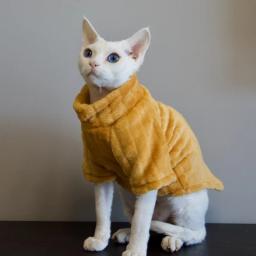 Suéter macio de duas pernas Sphynx para Pet, camisa macia para gato sem pêlos, inverno quente, cor sólida, roupas de gatinho, gato e cachorro - Image 1