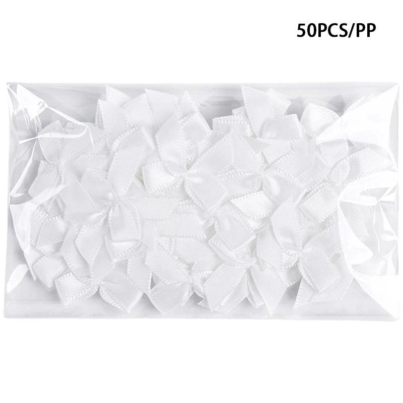 Fita de cetim arcos para decoração, tamanho pequeno, artesanato de flores, handwork, diy festa, gravata, 50 pçs/pacote, d06aa - Image 1