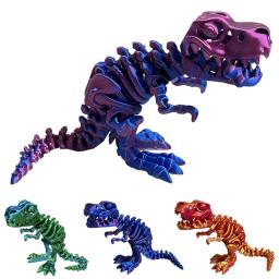 Ornamentos impressos em 3D, figuras de modelo de dinossauros, esqueleto articulado flexível, artesanato de mesa, estátua, brinquedos, decoração - Image 3