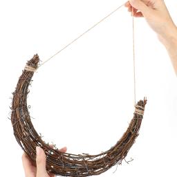 Lua Forma Rattan Grinalda Guirlanda, Vinha Ramo, Artesanato, Artesanato DIY Material, Ferro Fazendo Anéis, 2 pcs - Image 3