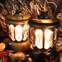 Lanterna de acampamento portátil recarregável lâmpadas acampamento do vintage iluminação acampamento 6000ma capacidade pode ser escurecido lâmpada ao ar livre para caminhadas escalada - Image 2