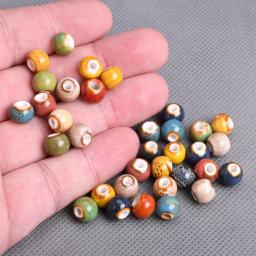 30 pçs round 8mm fantasia esmalte cerâmica porcelana solta espaçador contas lote para fazer jóias diy - Image 2