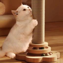 Arranhador de madeira para gatos Arranhador de sisal Brinquedos de mesa giratória Resistente ao desgaste Suprimentos de treinamento para gatos engraçados - Image 2