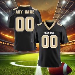 Personalizado branco ouro preto camisa de futebol americano número nome da equipe personalizado uniforme respirável para adultos crianças fãs presente - Image 4