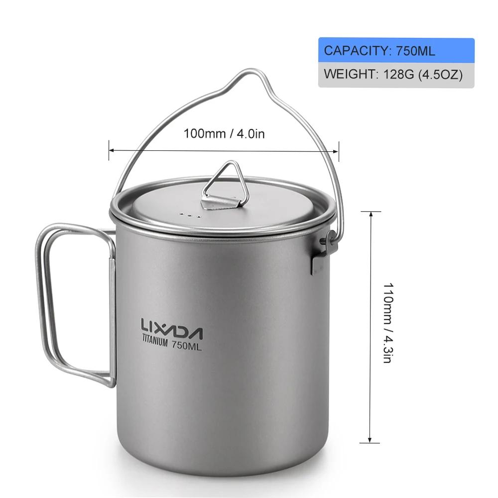 Conjuntos de utensílios de mesa de titânio pote de acampamento copo de água com tampa dobrável spork caneca ao ar livre para acampamento ao ar livre caminhadas mochila - Image 1