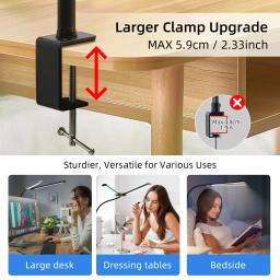 LED Dimmable Duplo Cabeça Desk Lamp, Monitor de Computador Luz, Reading Table Lamp, Escritório de Estudo, Estudo, Trabalhando, USB, Folding - Image 6