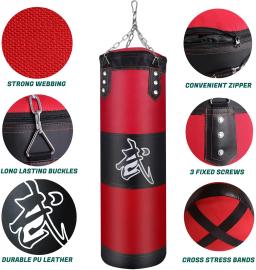 Durável Boxing Heavy Punch Bag com Corrente de Metal, Mosquetão, Fitness Training Gancho, Kick Fight Karatê, Taekwondo, Punch Sandbag - Image 3