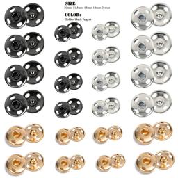 Botões de pressão costurados para costura, fixadores de metal, prendedores de pressão, preto, prata, dourado, 10mm, 21mm, 10-50 conjuntos - Image 1