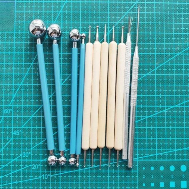 Conjunto de 11 Ferramentas de Cerâmica para Modelagem e Escultura com Stylus de Argila Pottery Clay Ball