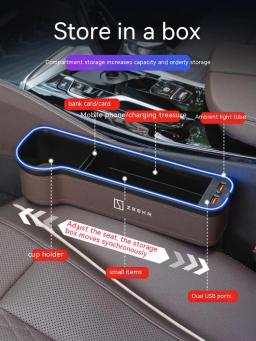 Caixa de armazenamento slot ajustável Seat Gap Fenda para carro, Auto Acessórios Interiores, LED, 7 Cores, Fit para ZEEKR X 001, 007, 009, 2022, 2023, 2024 - Image 4