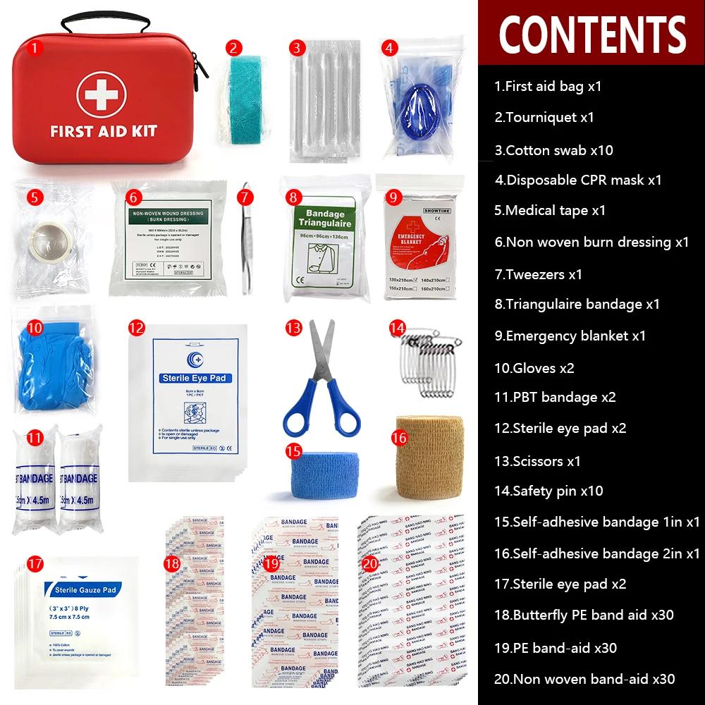 Pequeno kit de primeiros socorros para viagens ao ar livre, carro, caixa médica, emergência, sobrevivência, casa, camping, 129pcs - Image 1