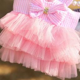 Roupas listradas para cães e gatos pequenos, fantasias para animais, vestido para gatinhos macios, roupa para cachorros, roupas para animais, primavera e verão - Image 5