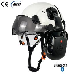 Construção capacete de segurança com viseiras, atualizado Bluetooth Earmuff, redução de ruído, orelha regalos auscultadores com chapéu duro - Image 1