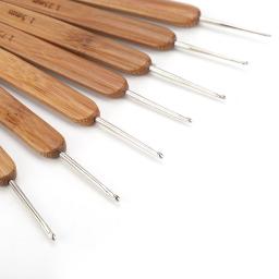 Ganchos de crochê de bambu agulha de crochê/lote ganchos de crochê agulhas alça de bambu tecer conjunto de ferramentas de costura kit de ganchos de crochê - Image 5