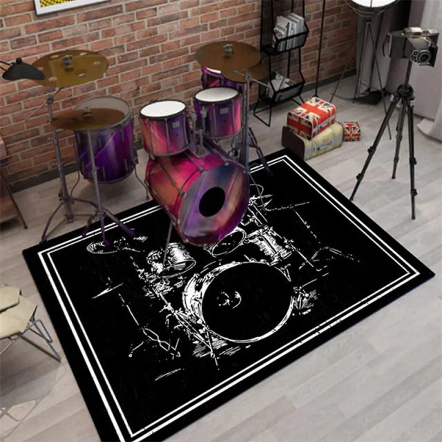 Tapetes Antiderrapantes com Estampa de Instrumentos Musicais para Decoração de Ambientes