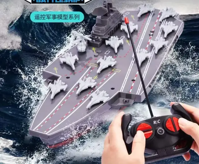 Barco RC Super Longo para Crianças - Navio de Guerra Militar Porta-Aviões Warsh 68cm