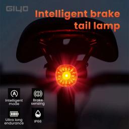 Giyo-Inteligente Noite Ciclismo Luz Traseira de Segurança, Auto Brake Sensing bicicleta taillight, IP66 Impermeável, MTB Road Bike Flash Lamp, 6 Modos - Image 4