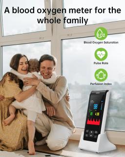 HealthTree médico handheld oxímetro de pulso portátil recarregável oxigênio no sangue monitor freqüência cardíaca para adultos crianças recém-nascidos - Image 2