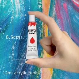 Conjunto de tintas acrílicas não tóxicas, tinta artesanal para tela, madeira, tecido, couro, papelão, papel, MDF, 12ml, 24 unidades - Image 4