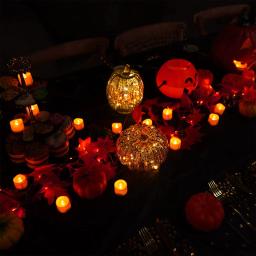 12-120 pçs halloween flameless led velas laranja chá luz velas alimentadas por bateria para outono festa de aniversário casamento decoração de casa - Image 3