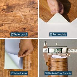 Papéis de parede autoadesivos impermeáveis para armário, móveis domésticos, adesivos de parede, grãos de madeira largos, filmes de decoração, PVC, renovação, 60 cm, 80cm - Image 4