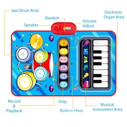 Tapete de piano musical para crianças, 80x50cm, brinquedos educativos, teclado de chão, tambor, tapete de dança com instrumentos, brinquedo de sons - Image 4