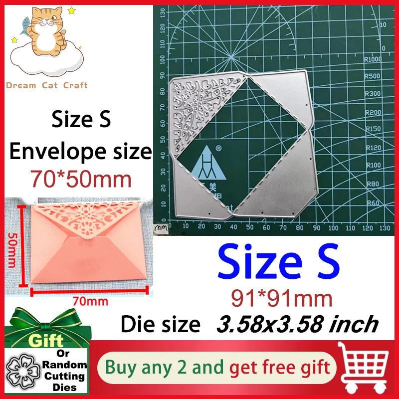 Dreamcat corte de envelope de renda, gravação em relevo, scrapbook, corte de papel, cartões, faca, molde, artesanato decorativo, estênceis de perfuração - Image 1