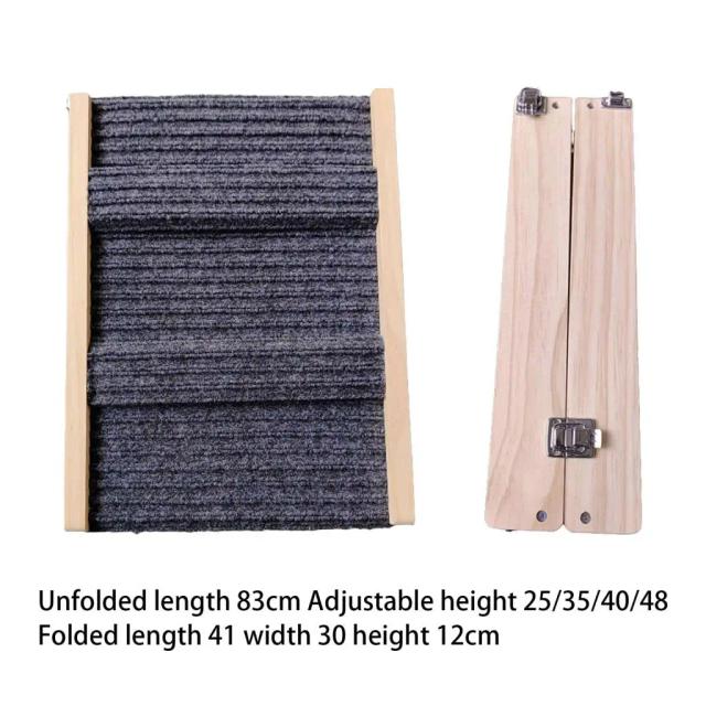 Escada Antiderrapante de Madeira Altura Ajustável para Cães - Rampa Durável para Sofá e Cama Indoor, Acessórios Pet