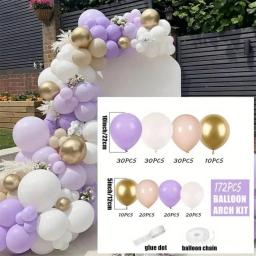 Kit de guirlanda de balão roxo, nude, branco e dourado de 170 peças - para casamentos, festas de noivado, festas de aniversário,! - Image 2