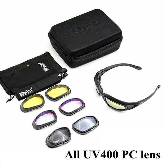 Óculos Polarizados Táticos com 4 Lentes Ideais para Esportes ao Ar Livre, Motociclismo, Caminhadas, Pesca e Caça