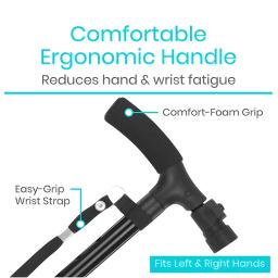 T-Handle Trekking Poles com Lanterna, Bastão dobrável com peso leve ajustável, dobrável, bengala de alumínio, Pólos de caminhada antiderrapantes - Image 4