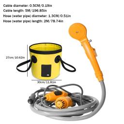 Portátil Camping Duche com Folding Water Bucket, Outdoor Travel Bomba de banho elétrica, Pet Limpeza Car Lavagem Ferramenta, 12V, 20L - Image 6