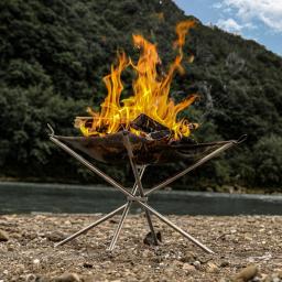 Fogueira fogueira pit acampamento fogão a lenha quadro rack de fogo aço inoxidável dobrável malha fogueira ao ar livre aquecedor de madeira fogão - Image 1