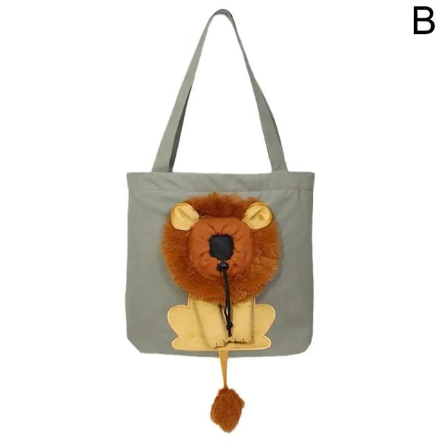 Bolsa de Transporte Respirável Lion Design para Animais de Estimação com Zíper, Ideal para Viagens e Passeios - Tamanho S