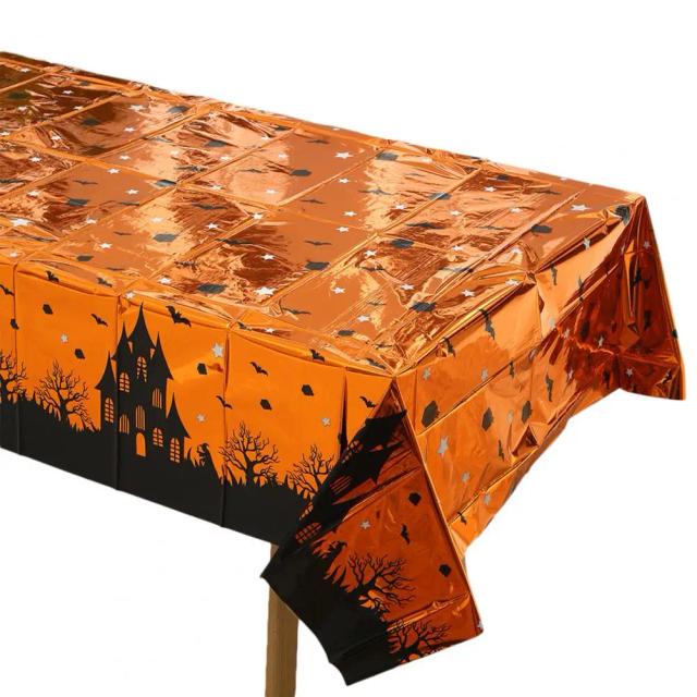 Toalha de Mesa Descartável com Impressão de Abóbora para Halloween - Decoração de Festa 2023