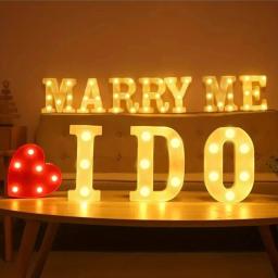 Letras decorativas do alfabeto Luzes LED, lâmpada luminosa, luz noturna da bateria, festa, casamento, decoração do quarto - Image 1