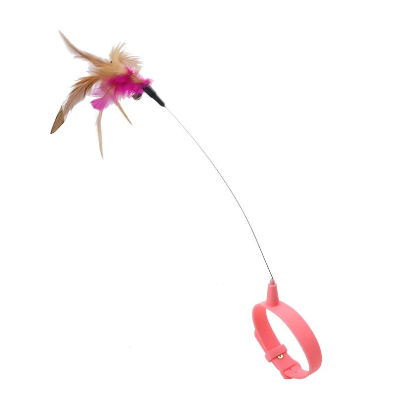 Brinquedo interativo com penas Varinha para gatos, Teaser de penas engraçado, Vara com sino, Coleira de gatinho, Brinquedos de treinamento para gatos - Image 1
