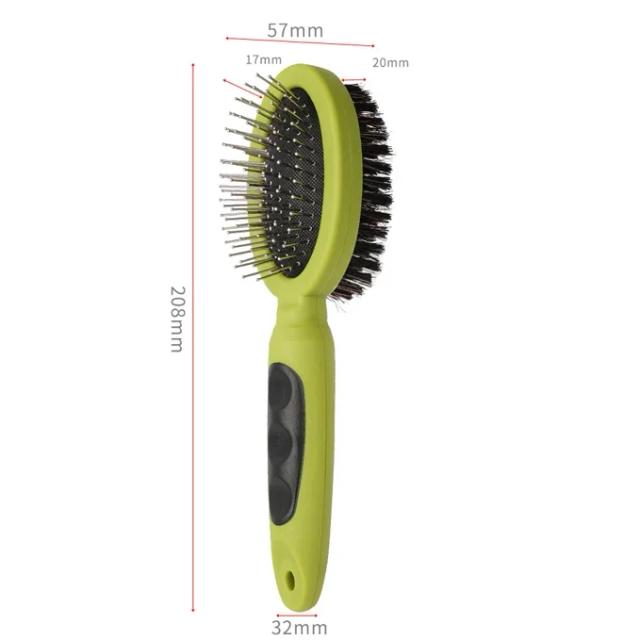 Escova Desembaraçadora para Pets com Pinos e Cerdas - Remove Sujeira e Pelo Solto para Gatos