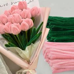 Pipe Cleaners Artesanato Flexível Bendable Fio, Chenille colorido Hastes, DIY Tulip Bouquet Fazendo Kit, Crianças, Menina, Flower Art, 1 Conjunto - Image 4