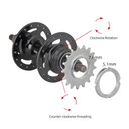 Deemount engrenagem fixa bicicleta roda livre engrenagens hub bloqueio 1 velocidade fixie bicicleta anéis de bloqueio rosqueados 13t 14t 15t 16t 17t 18t - Image 3