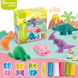Conjuntos de massa de brincar Yeahbo para crianças, argila modeladora, argila seca ao ar com 6 moldes de dinossauro, conjunto de argila de polímero, brinquedos de dinossauro de massa de jogo - Image 2