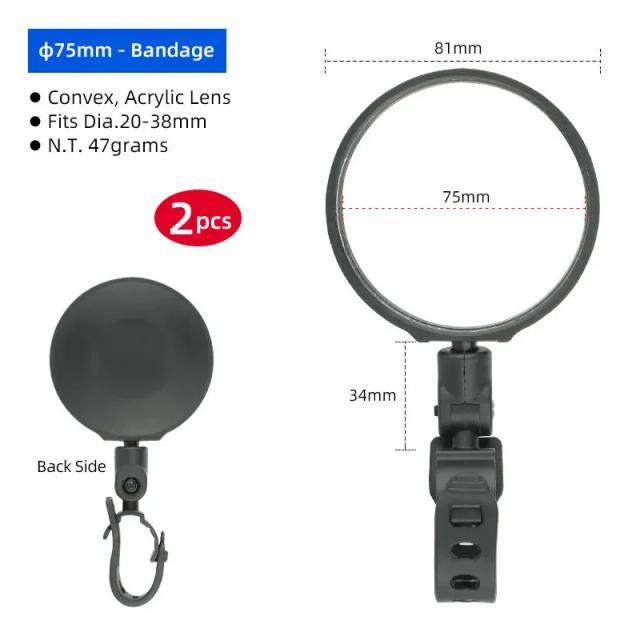Espelho Retrovisor Universal Ajustável para Bicicleta com Montagem em Bar End e Visão Traseira em Acrílico - Ideal para MTB e Bicicletas de Estrada