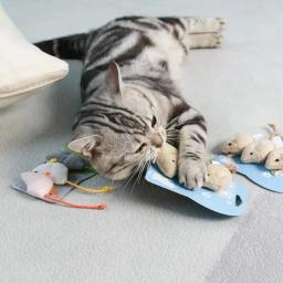 3Pcs Pet Cat Kitten Jogando Plush Simulação Rat Mouse Scratch Bite Chewing Toy para cão pequeno e médio - Image 2