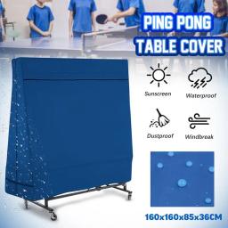 Capa protetora de mesa de tênis de mesa com zíper à prova d'água portátil para móveis internos e externos pingue-pongue capa à prova de poeira azul - Image 5