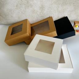 Caixas De Presente De Papel Kraft Com Janela De PVC Transparente, Caixas De Embalagem Para Festa, Doces Artesanais, Caixa De Presentes De Casamento, 10 Pcs, 20 Pcs, 50Pcs - Image 5