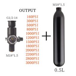Cilindro de Gás HPA para Aquário e Mergulho Paintball, Adaptador, Válvula Reguladora, Sodastream, Tanque de Ar, 0.5L, 200BAR, 3000PSI, 160 a 3000PSI - Image 1