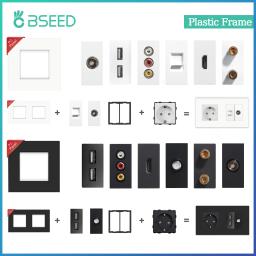 Bseed-plástico Frame peças para parede Internet, porta de carga USB, TV satélite Interface função, combinação DIY, Cat5 soquete - Image 1