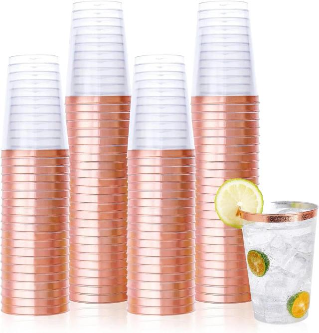 Copos Plásticos Prata Rimmed 12 Oz - Ideais para Casamentos, Ações de Graças, Natal e Festas de Halloween - Pacote com 25 Unidades